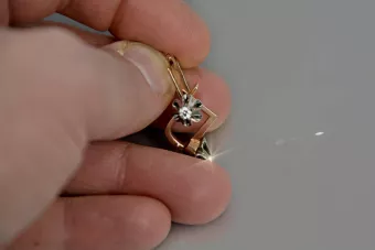 Ρωσικό Σοβιετικό ροζ ροζ 14k 585 χρυσά βίντεζ σκουλαρίκια vec197 αλεξανδρίτη ρουμπίνι σμαράγδι σαφείρι ...