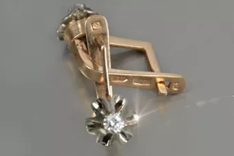 Ruská sovietska ružová ruža 14k 585 Gold Vintage náušnice Vec197 Alexandrite Rubin Emaragd Sapphire.