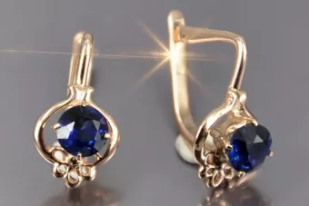 Ruso soviético rosa rosa 14k 585 oro Vintage pendientes vec099 alejandrita rubí esmeralda zafiro