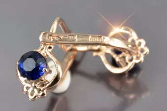 Vintage rose pink 14k 585 gold Vintage earrings vec099 alexandrite ruby emerald sapphire