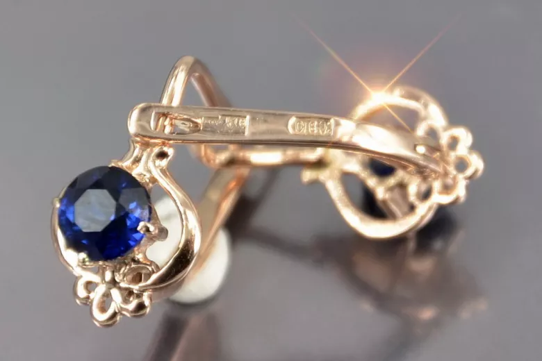 Ruso soviético rosa rosa 14k 585 oro Vintage pendientes vec099 alejandrita rubí esmeralda zafiro