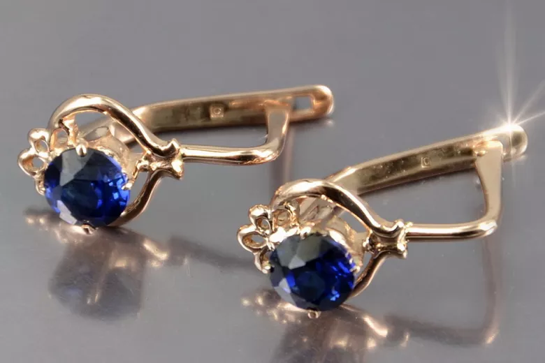 Руско съветско розово розово 14k 585 злато Винтидж обеци vec099 александрит рубин изумруд сапфир