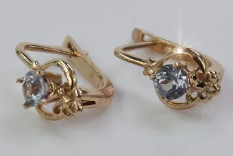 Ruská sovietska ruža ružová 14k 585 Gold Vintage náušnice Vec099 Alexandrite Rubin Emaragd Sapphire