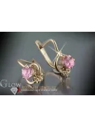 Vintage rose pink 14k 585 gold Vintage earrings vec099 alexandrite ruby emerald sapphire