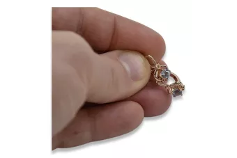 Cercei din aur de 14k 585 roz roz sovietic rusesc vec099 alexandrit rubin smarald safir