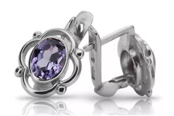 Vintage 925 Silver alexandrite earrings vec033s Russian Soviet style