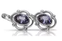 Vintage 925 Silver alexandrite earrings vec033s Russian Soviet style