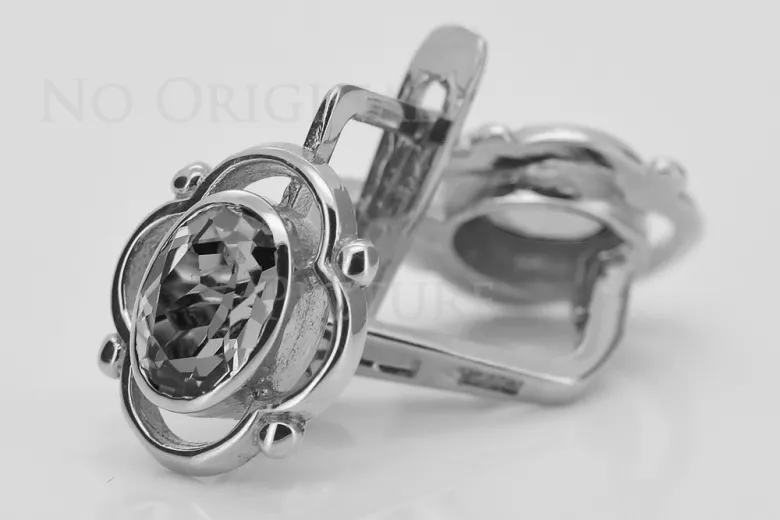 Vintage 925 Silver earrings setting vec033s Russian Soviet style