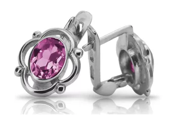 Vintage 925 Silver amethyst earrings vec033s Russian Soviet style