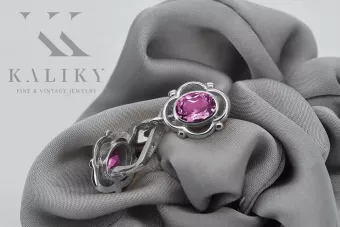Vintage 925 Silver amethyst earrings vec033s Russian Soviet style