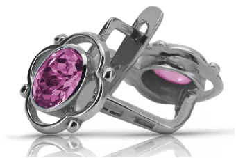 Vintage 925 Silver amethyst earrings vec033s Russian Soviet style