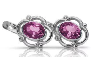 Vintage 925 Silver amethyst earrings vec033s Russian Soviet style