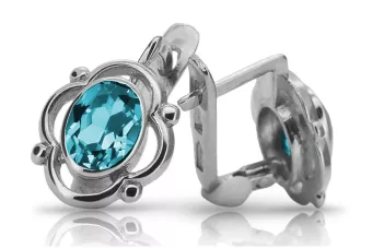 Vintage 925 Silver aquamarine earrings vec033s Russian Soviet style