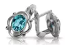 Vintage 925 Silver aquamarine earrings vec033s Russian Soviet style