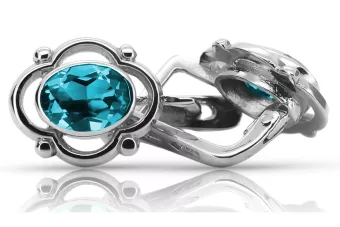 Vintage 925 Silver aquamarine earrings vec033s Russian Soviet style