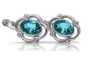 Vintage 925 Silver aquamarine earrings vec033s Russian Soviet style