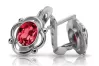 Vintage 925 Silver ruby earrings vec033s Russian Soviet style