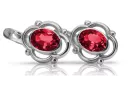 Vintage 925 Silver ruby earrings vec033s Russian Soviet style