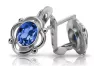 Vintage 925 Silver sapphire earrings vec033s Russian Soviet style