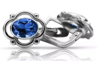 Vintage 925 Silver sapphire earrings vec033s Russian Soviet style