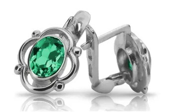 Vintage 925 Silver emerald earrings vec033s Russian Soviet style