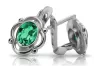 Vintage 925 Silver emerald earrings vec033s Russian Soviet style