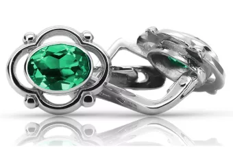 Vintage 925 Silver emerald earrings vec033s Russian Soviet style