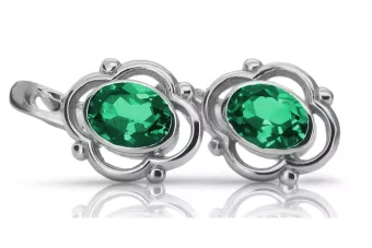 Vintage 925 Silver emerald earrings vec033s Russian Soviet style