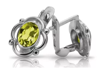 Vintage 925 Silver peridot earrings vec033s Russian Soviet style