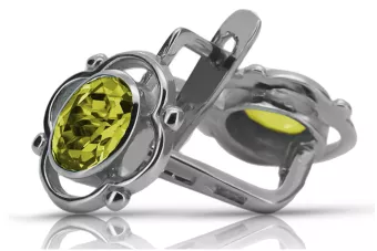Vintage 925 Silver peridot earrings vec033s Russian Soviet style