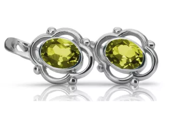 Vintage 925 Silver peridot earrings vec033s Russian Soviet style