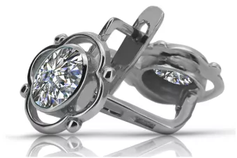 Vintage 925 Silver zircon earrings vec033s Russian Soviet style