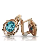 Vintage silver rose gold plated 925 aquamarine earrings vec033rp Russian Soviet style