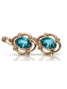 Vintage silver rose gold plated 925 aquamarine earrings vec033rp Russian Soviet style