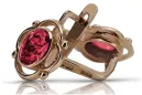 Cercei cu rubin 925, argint, placat cu aur roz vec033rp, stil sovietic rusesc