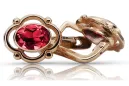 Cercei cu rubin 925, argint, placat cu aur roz vec033rp, stil sovietic rusesc