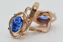 Vintage silver rose gold plated 925 sapphire earrings vec033rp Russian Soviet style
