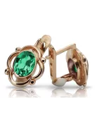 Vintage silver rose gold plated 925 emerald earrings vec033rp Russian Soviet style