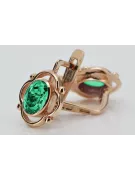Vintage silver rose gold plated 925 emerald earrings vec033rp Russian Soviet style