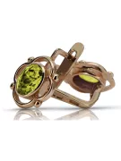 Vintage silver rose gold plated 925 peridot earrings vec033rp Russian Soviet style
