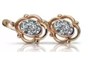 Vintage silver rose gold plated 925 zircon earrings vec033rp Russian Soviet style