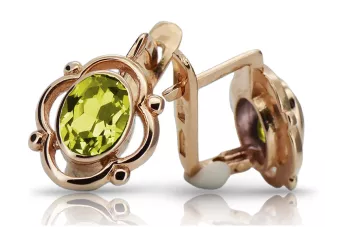 Cercei din aur peridot sovietic rusesc roz roz 14k 585 vec033