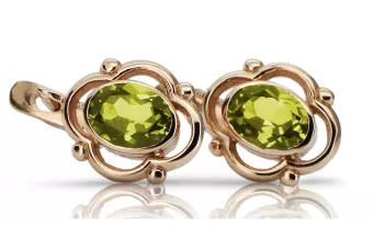 Cercei din aur peridot sovietic rusesc roz roz 14k 585 vec033