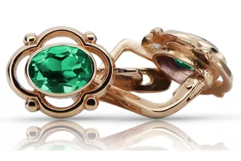 Rosa vintage rosa 14k 585 pendientes de esmeralda de oro vec033 estilo soviético ruso