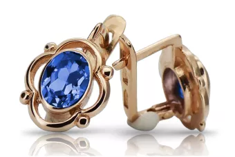 Vintage rose pink 14k 585 gold sapphire earrings vec033 Russian Soviet style