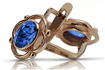 Rosa vintage rosa 14k 585 pendientes de zafiro de oro vec033 estilo soviético ruso