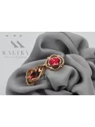 Vintage rosa rosa 14k 585 pendientes de rubí de oro vec033 estilo soviético ruso