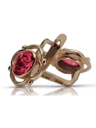 Ineluri cu rubin de aur vintage roz 14k 585 vec033 stil sovietic rus