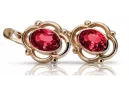 Vintage rosa rosa 14k 585 pendientes de rubí de oro vec033 estilo soviético ruso