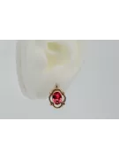 Vintage rose pink 14k 585 gold ruby Ohrringe vec033 Russische Sowjet Stil